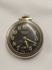 Westclox SCOTTY Pocket Watch Black LUMINOUS Dial Working