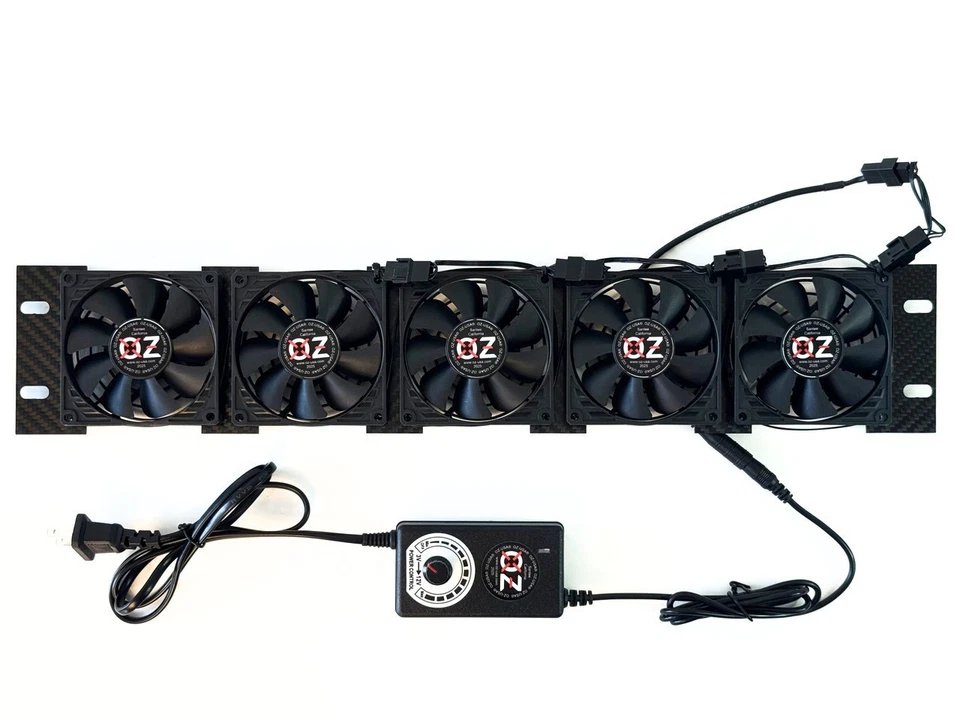 2U Rackmount Cooling Intake Fan Panel Red Grille Quiet High-Airflow 19" Server - Image 3 of 4