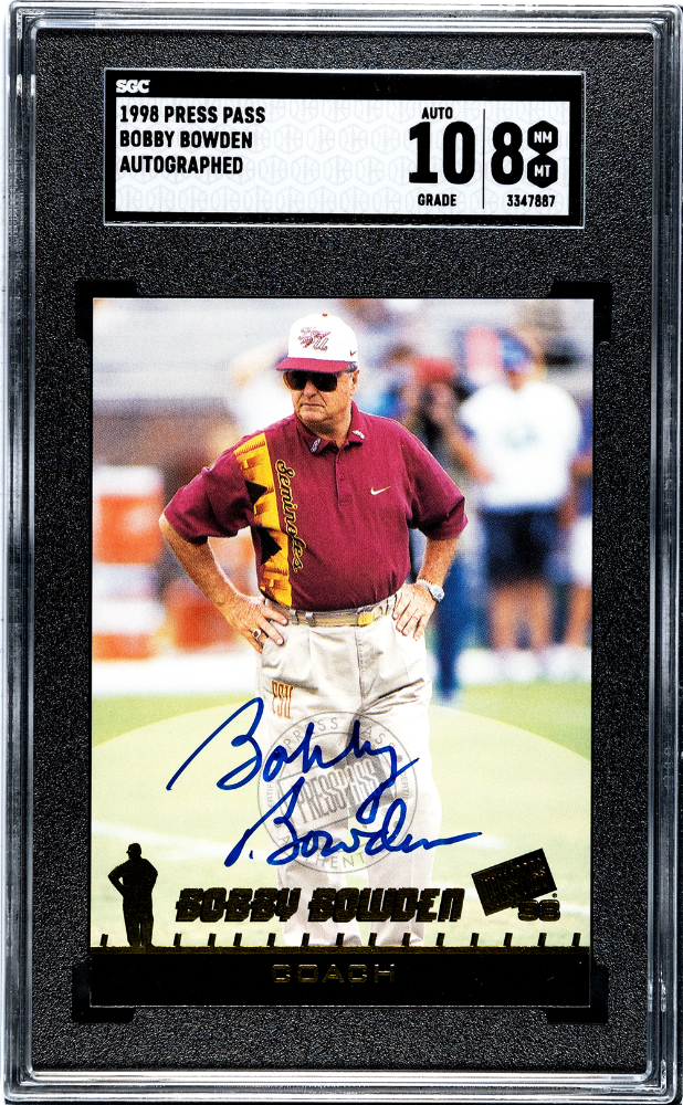 Bobby Bowden 1998 Press Pass Auto SGC 8 POP 5 NONE HIGHER 