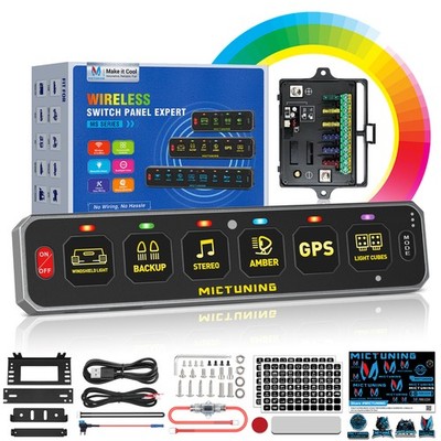 Wireless 6 Gang Slim Switch Panel LED Switch Pod Control Relay System Box Marine
