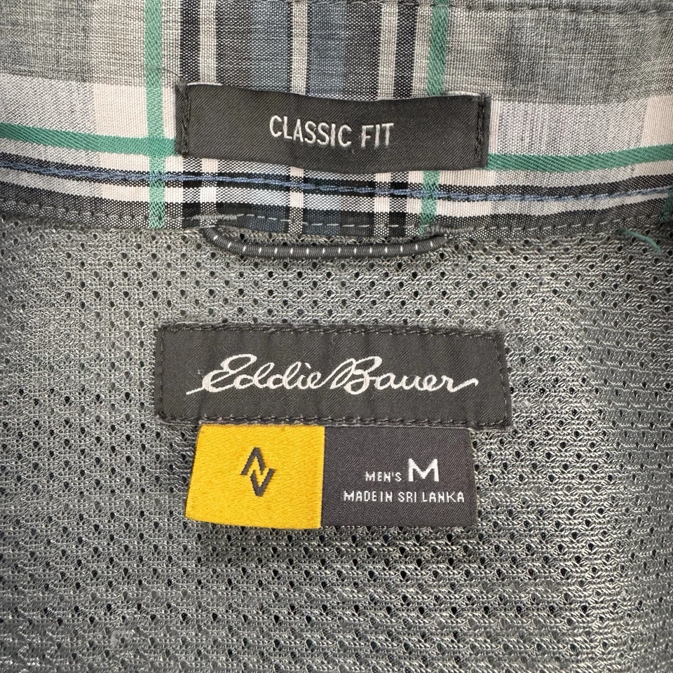 Camisa masculina Eddie Bauer Travex M verde/branco xadrez botão para baixo L/S lote de 2. - Imagem 2 de 4