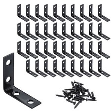 L-Shaped Corner Braces, 40-Piece Metal Black Corner Bracket 1-1/2 Inch Right ...