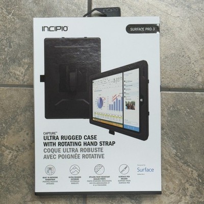 NEW Incipio Cover Case Microsoft Surface Pro 3 - Black Rugged Hand Strap