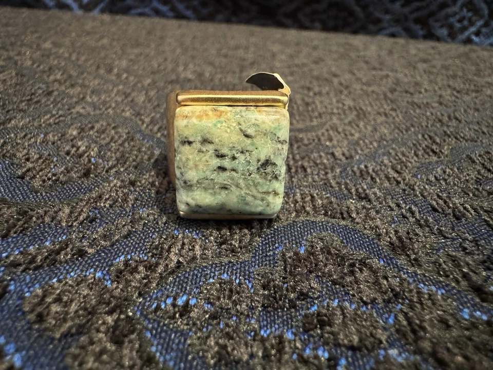 Nuevo con etiquetas Anillo Banana Republic Corte Cuadrado Piedra Verde Oro Latón Moderno Mínimo Boho 6 Foto 4 de 4