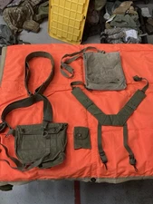 USGI M1956 Web Gear Set Belt Suspenders Map Case M17 Gas Mask Bag Army Military