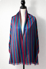 Lightweight Striped Multicolor Scarf Wrap Shawl Spring Summer -Long 22x72 Fringe