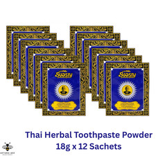 Thai Herbal Tooth Powder Roong Aroon Toothpaste Clean mouth Fresh scent 18g x12
