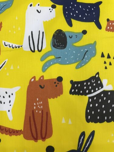 Carini cani 100% cotone biologico stampa base gialla tessuto 44"" largo - Foto 5 di 7