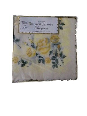 Rare 20 LUNCHEON Rice Paper Silk Effect FLORAL Napkins Baumgartens Japan