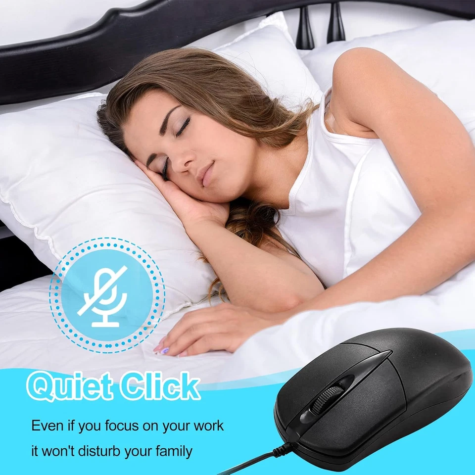 USB 2.0 Optical Wired Scroll Wheel Mouse PC Laptop Notebook Desktop Black Mice - Image 4 of 4