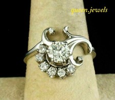 14K White Gold Over 1.89CT Lab-Created Round Cut Diamond Engagement Wedding Ring