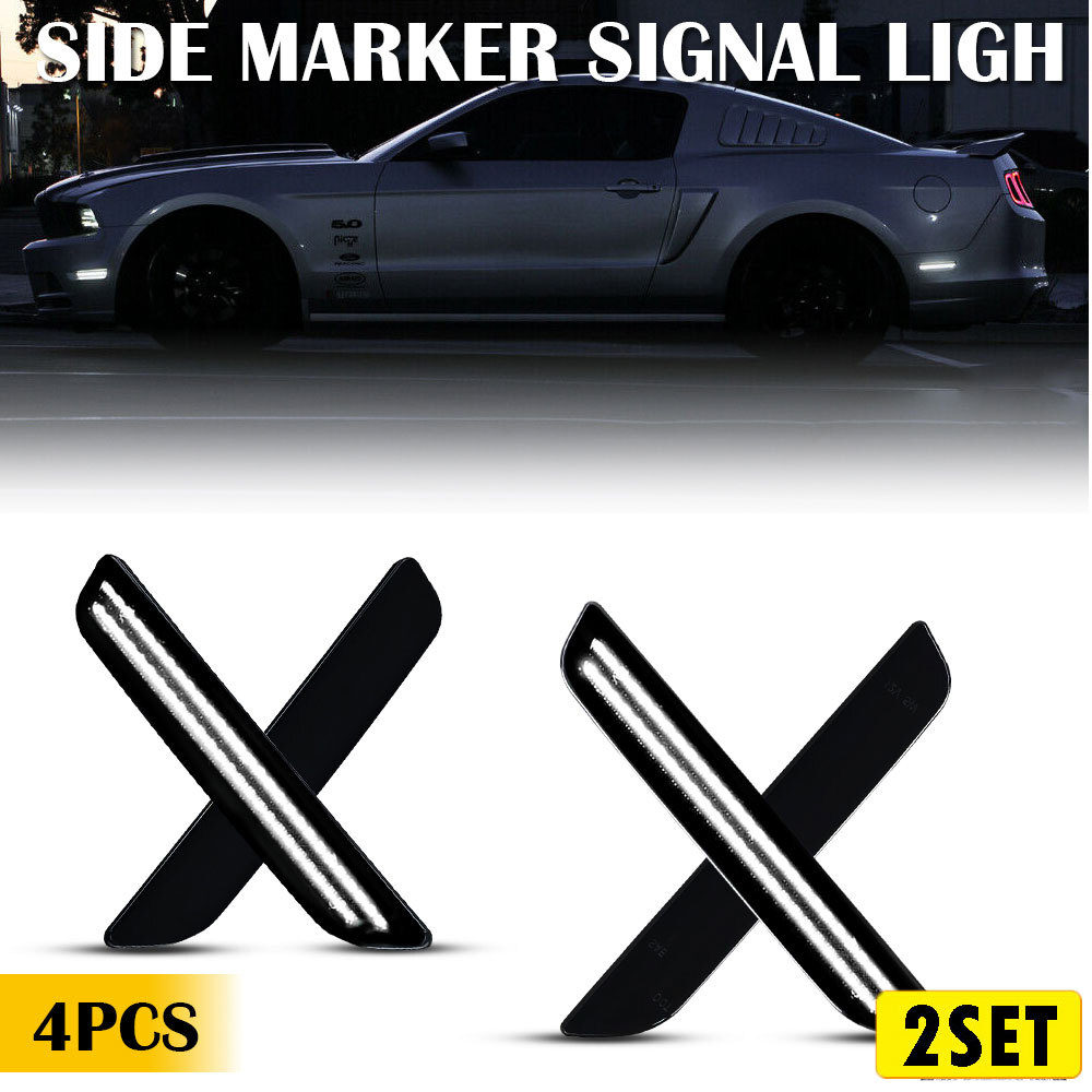 Smoked LED Side Marker Lights For Ford Mustang Base GT - 8x Set
