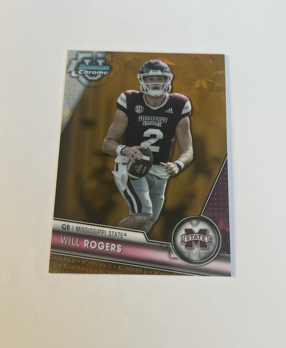 2023 Bowman University Chrome Sapphire Will Rogers #179 Gold /50 Washington