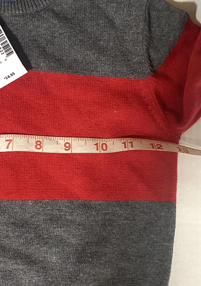 Children’s Place Gray Red Stripe Cotton Sweater Boys 3T New - Image 3 of 4