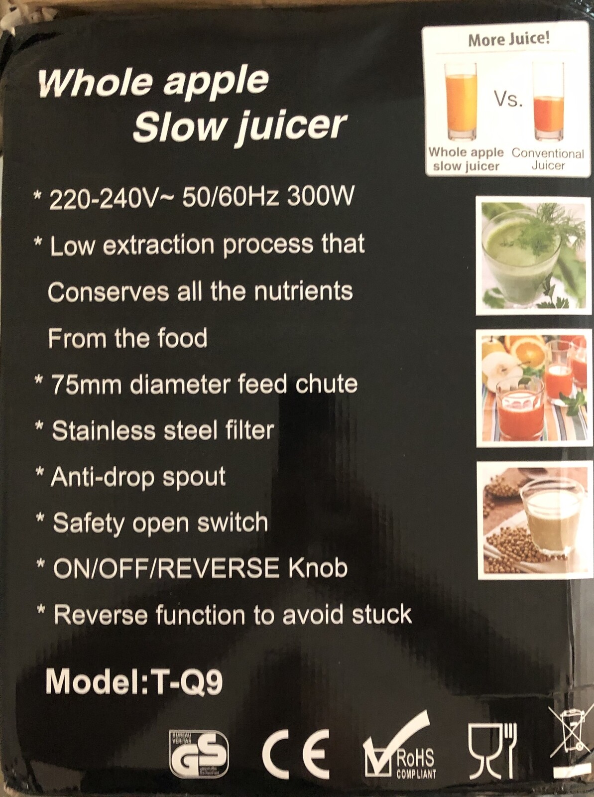 T-Q9 Large Feeding Mouth Juice Maker Household Blender Slow Speed Juicer