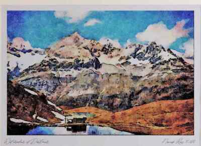 736021 Chapel At Schwarzee And Zinal Rothorn Switzerland A4 Watercolour print
