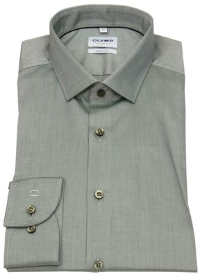 OLYMP Hemd Level 5 Twill besonders blickdicht Kontrastknöpfe grün - ohne OVP