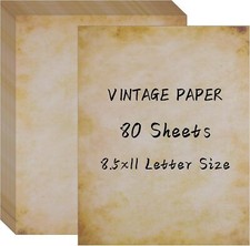 80 Sheets Vintage Aged Parchment Paper, 8.5" X 11", Double-Sided Decor