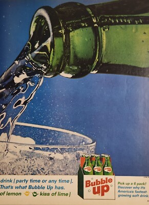 1962 Print Ad Bubble-Up Lemon-Lime Soda Pop 6 Pack of Bottles