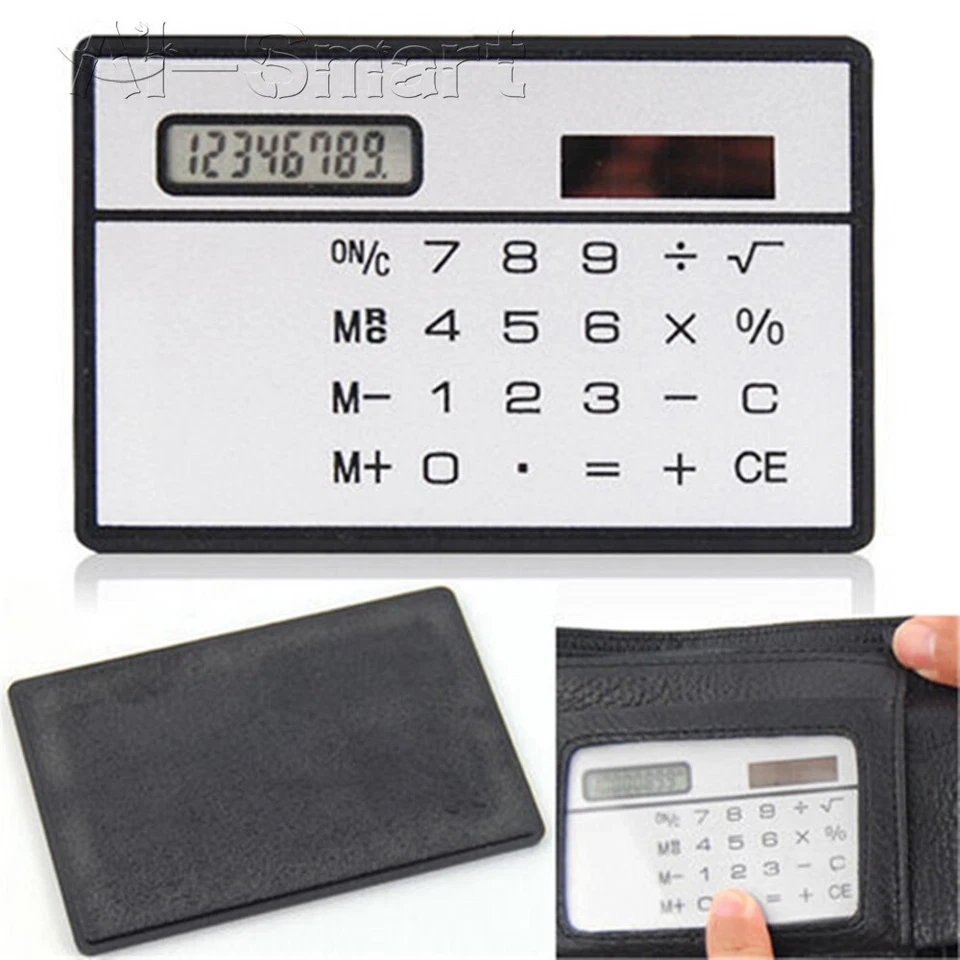 8 Digits Ultra Mini Slim Credit Card Size Solar Power Calculator Small Pocket - Image 4 of 4