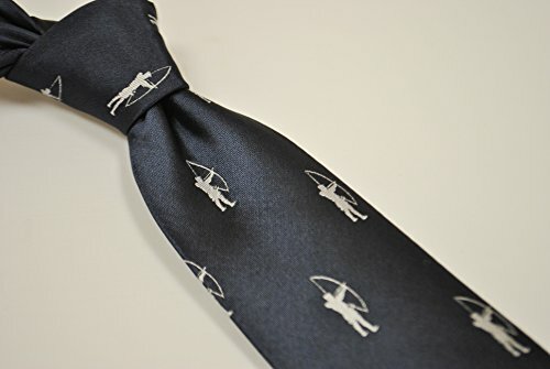 Frederick Thomas Designer Mens Tie - Dark Navy Blue - Embroidered Archer Print - Picture 2 of 4