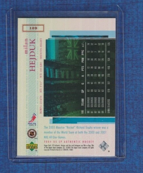 2004-05 SP Authentic Hockey All World Team # 109 Milan Hejduk - Image 2 of 2
