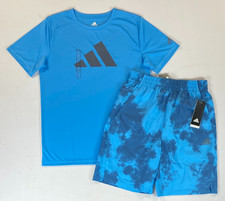 NEW Boy's adidas Aeroready Polyester Shirt and Shorts Set Size L 14/16 