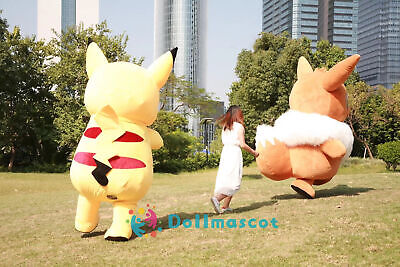 Adult Inflatable Pikachu Eevee Mascot Costume With Battery Cosplay Party  Toy