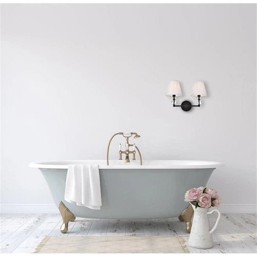 Living District Bethany 2-Light Metal Bath Sconce in Black and White - Picture 2 of 7