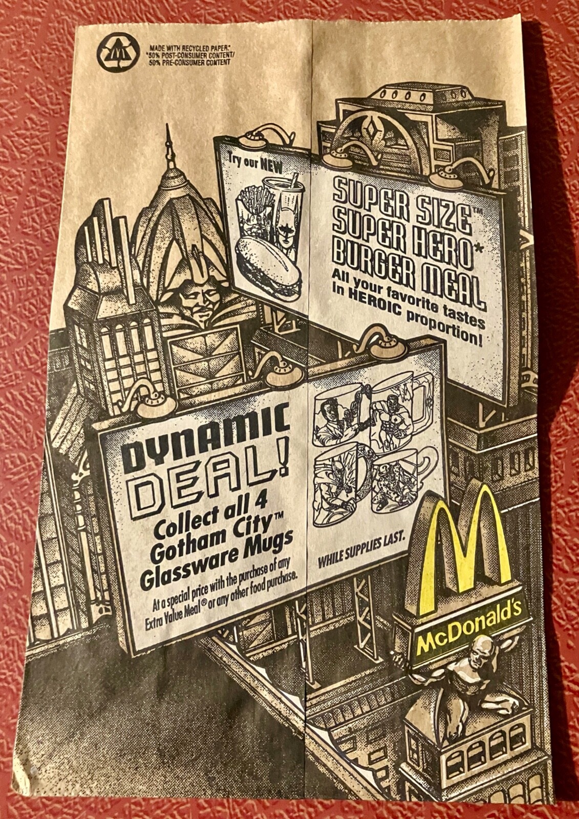 1995 MCDONALDS BATMAN FOREVER PAPER BAG - NEW & UNUSED - STILL FLAT