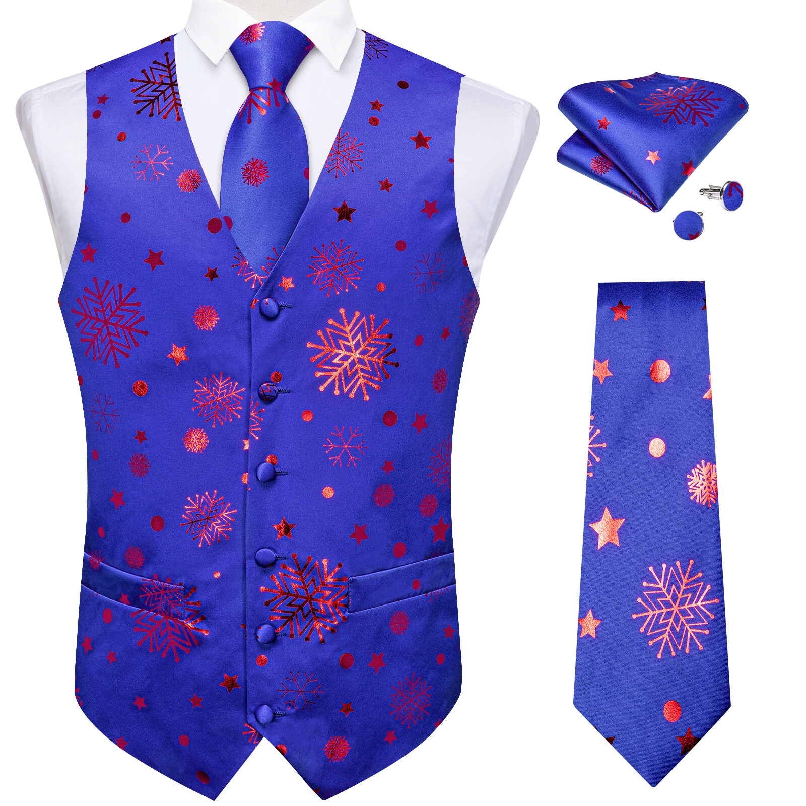 Mens Waistcoat Black Snowflake Vest For Christmas Party Tuxedo Gilet mens-waistcoat-black-snowflake-vest-for-christmas-party-tuxedo-gilet