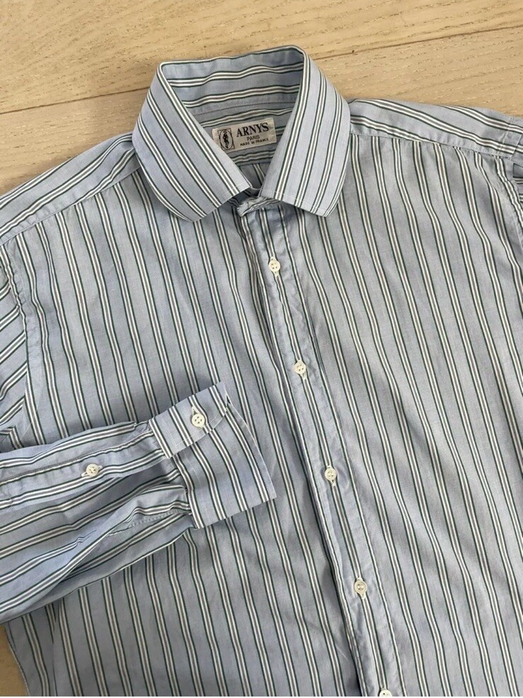 Mens ARNYS PARIS Bespoke striped button down casual shirt L 40 | eBay