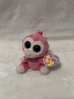 Ty Beanie Boos Razberry Monkey Key Clip Pink Plush Stuffed Toy Rare Retired