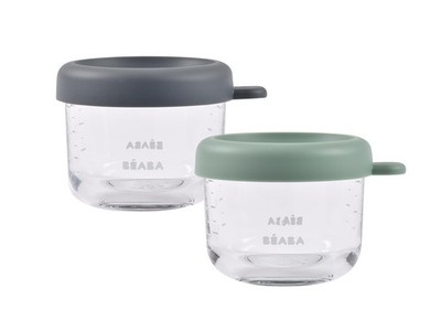 Beaba 2 Pack Glass Baby Food 5 oz (Set of 2), Mineral/Sage 5 2)