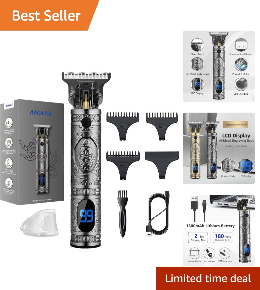 Professional Trimmer & Clipper Set: Rechargeable and Lightwe
