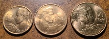 1955 YUGOSLAVIA LOT OF THREE COINS 10-20-50 DINARA (UNC-BU) LOT# 1