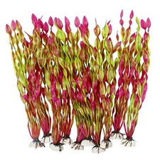 Artificial Seaweed Water Plants for Aquarium, Plastic Fish Tank Plant Wine Red