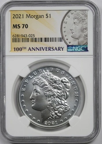 2021 $1 NGC MS 70 Morgan Silver Dollar 100th Anniversary