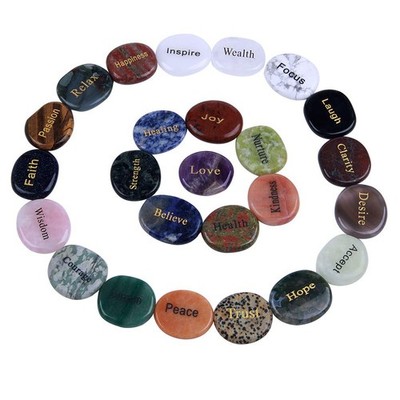   Natural Engraved Inspirational Word Worry Stones(25 Different Words)