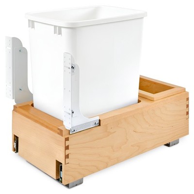 Rev-A-Shelf Single 35 qt. Pullout Bottom Mount Trash Can, Maple, 4WC-15DM1