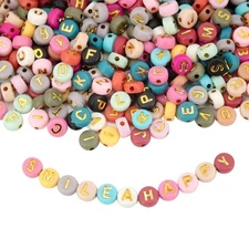 1200pcs Colorful Acrylic Letter Beads for Beading,Round A-Z Letter Bead Space...