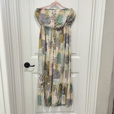 Patchwork Strapless Tiered Boho Maxi Dress Size 10-12 Western Whimsy Fairy Boho