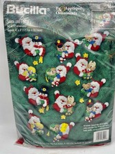 Vintage Bucilla Santa  Pals Felt Sequin Christmas Ornaments Kit - New Sealed