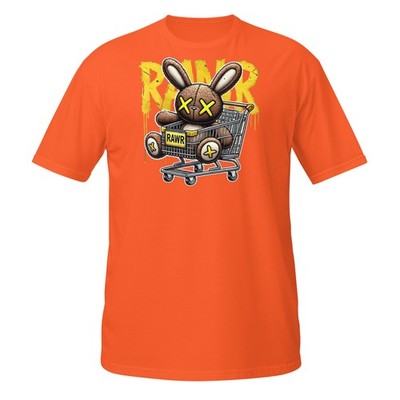 Crazy Plush Bunny T-Shirt – X-Eyed Rabbit in Cart RAWR Street Art