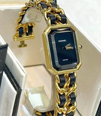 CHANEL Premier Lock Gold Kettenuhr groß schwarz/gold E051201 148577067