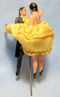 Vintage CAKE TOPPER or BOLS Liqueur DANCING COUPLE Celluloid or Plastic Figures