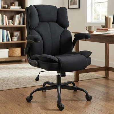 Eleganter schwarzer verstellbarer Schreibtischstuhl mit ergonomischem Design & atmungsaktivem Stoff
