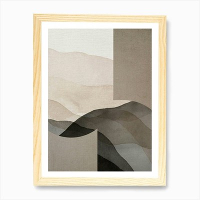 Tan and Beige Abstract Boho Art Pri Framed Wall Art Poster Canvas Print Picture