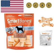 Medium Chews With Real Sweet Potato 4 Count, Rawhide- Free Chews For Dogs