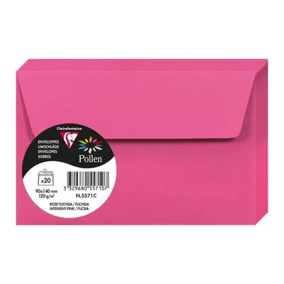 Enveloppes - Format rectangle - 90x140mm - Pollen - Rose fushia - 20 unités - Cl - Photo 1/3